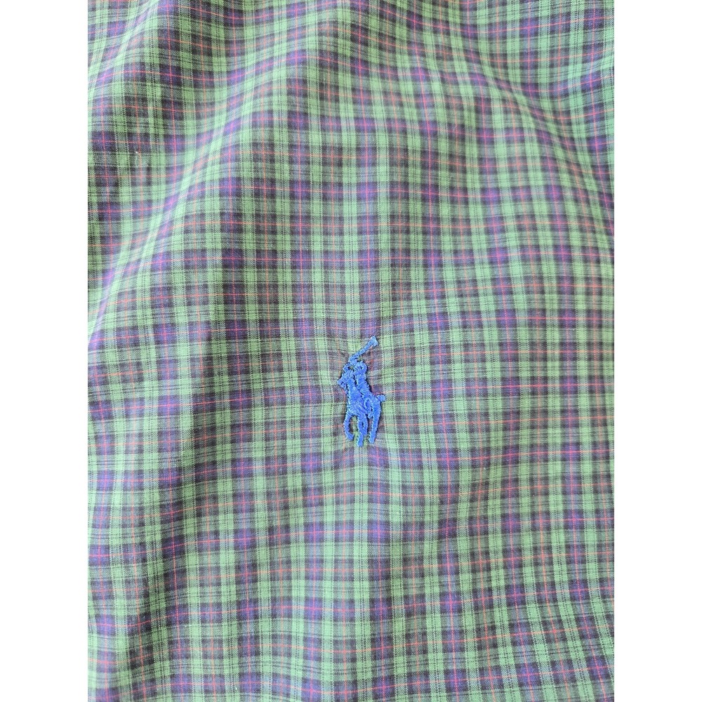 Vintage Polo Ralph Lauren Green Checker Plaid Button Up Shirt M Sz L Y2K Preppy - Picture 10 of 16